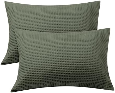 Zaizaihome 100% Egyptian Cotton Waffle Weave Pillowcases King Size 2 Pack by ZaizaiHome