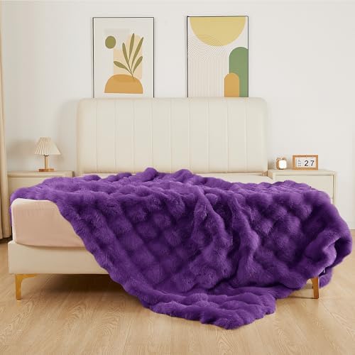 ORINOVA Purple Fluffy Soft Plush Faux Fur Throw Cozy Blanket for Couch Bed Fuzzy Blanket Living Room Women Gift Home Decor 50x60 - Image 7