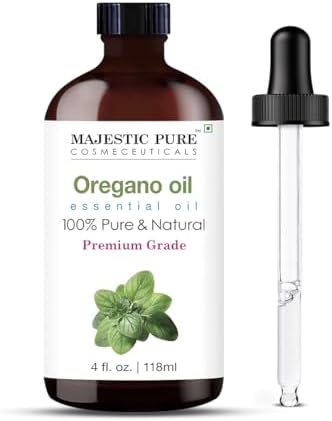 Majestic Pure Essential Oil with Glass Dropper - 100% Pure and Natural - Essential Oils for Diffuser, Aromatherapy, Soap and Candle Making, Oregano Essential Oil, Oregano Oil, 4 Fl Oz by BeautyandPersonalCare