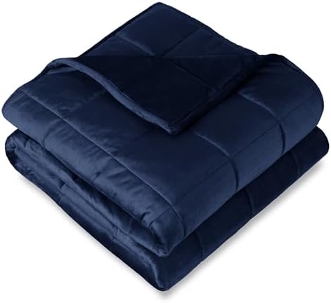 Bare Home Minky Fleece Weighted Blanket (Dark Blue, 48"x72" 15lbs) by BareHome