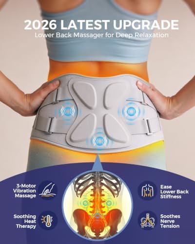 Portable Heating Pad for Back Pain Relief, Birthday Gifts for Men Women, FSA Eligible HSA Lower Back Massager with Heat, Cordless Wearable Brace with Extension Strap & Rechargeable Built-in Battery - Image 2