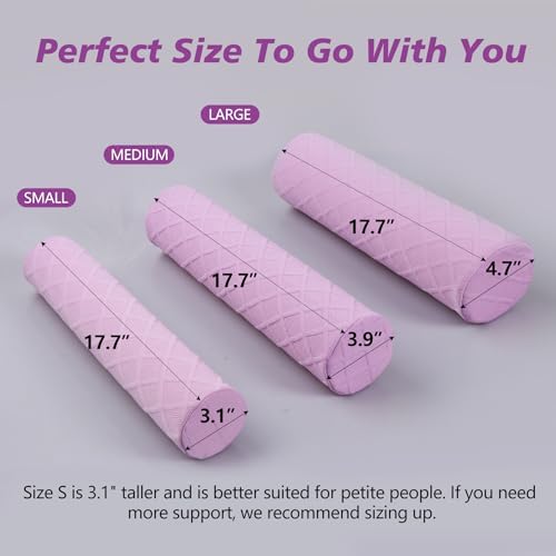 Cozyhealth 3.1" H Small Cervical Roll Pillow, Medium Soft Memory Foam Neck Round Pillow Cylinder Bolster Pillow for Sleeping, Round Neck Support for Bed, Legs, Back and Yoga (Purple, Small - 3.1" H) - Image 2