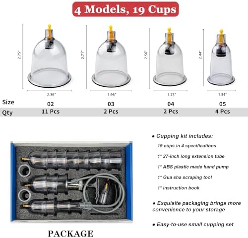 DEFUNX Cupping Set, 19 Cups Cupping Kit for Massage Therapy, Cupping Therapy Set with Pump for Back Massage, Pain Relief, Physical Therapy - Image 2