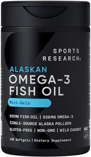 Sports Research® Omega-3 Fish Oil Minis from Wild Alaska Pollock, 120 Count by SportsResearch