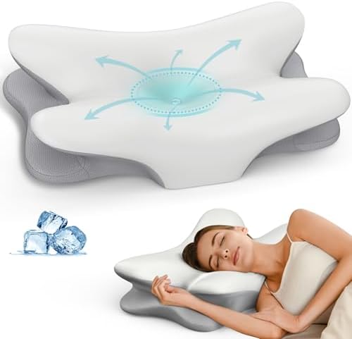 Cervical Neck Pillow for Pain Relief - Ergonomic Side Sleeper Pillow (Gray) by Unknown