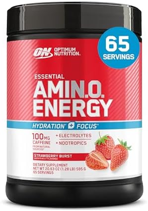 Optimum Nutrition Amino Energy Powder Plus Focus, Strawberry Burst, 21 Oz by OPTIMUMNUTRITION