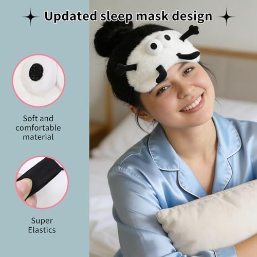 PERFECTSIGHT Sleep Eye Masks, Cute Sleep Eye Cover Lightweight Adjustable Eyeshade Mask Cover for Women Men Sleep Travel Nap, White+Black - Image 5