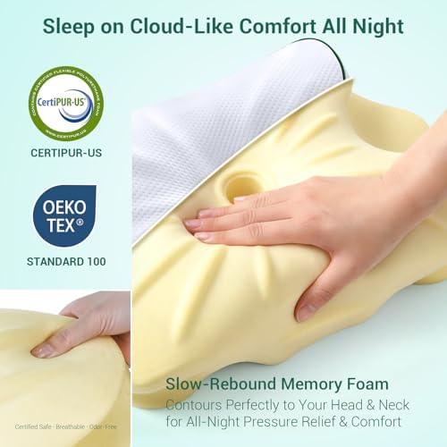 AZBESTPRO Memory Foam Cervical Pillow for Neck Support & Pain Relief, Butterfly Ergonomic Design – 24×15.75×5.7 Inches, Removable 100% Polyester Pillowcase, Suitable for Side & Back Sleepers (Green) - Image 4