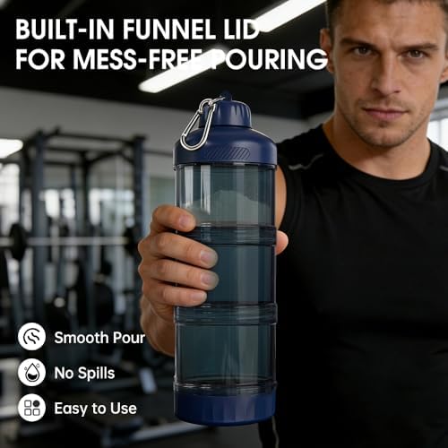 BYLWORKOUT 3-Layer Protein Powder Container with Funnel and Keychain - Image 3