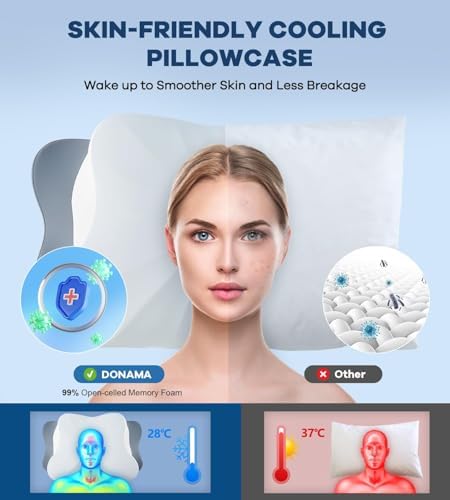 DONAMA Cervical Pillow for Neck and Shoulder, Cooling Contour Memory Foam Pillow for Pain Relief, Ergonomic Neck Support Pillow for Side Back Stomach Sleepers with Removable Pillowcase - Image 3