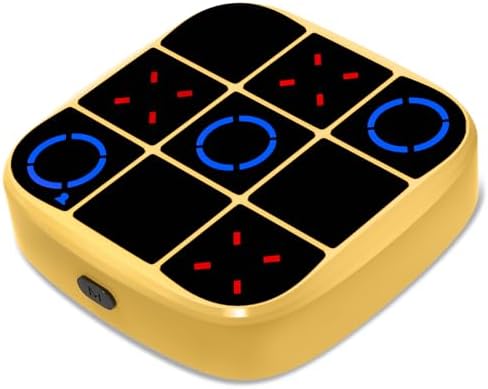 Tic-Tac-Toe Bolt Game, 4-in-1 Handheld Puzzle Games Console, Electronic Tic-Tac-Toe Game for Educational and Memory Growth, Portable Travel Games for Car Ride, Board Games for Kids and Adults (Yellow) by KOQQQ-TicTacToeBoltGame