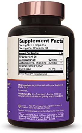 Live Conscious KSM-66 Ashwagandha Supplement w/L Theanine & AlphaWave - ZenWell Everyday Stress Relief, Cognitive, Brain Health - Ashwagandha for Men & Women - 60 Capsules (2-Pack) - Image 6