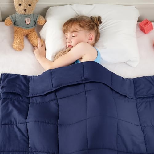 yescool Navy Weighted Blanket 7 Pounds Cooling Weighted Lap Blanket, Breathable Heavy Blanket, Weighted Throw Blanket Gifts for 60-80lbs, 40"x60" by yescool
