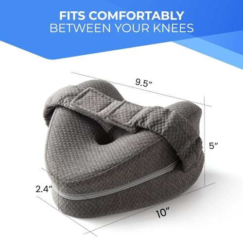 Memory Foam Knee Pillow for Side Sleepers Hip Pain with Adjustable Strap - Between Leg Pillow for Side Sleeping - Sciatica Pain Relief Support for Back, Knees, Joints, and Spine Alignment Cushion - Image 2