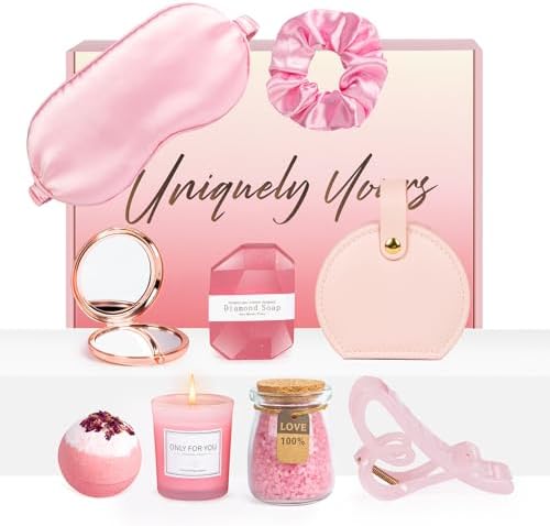 Birthday Gifts for Women, Pink Self-Care Spa Kit Gift, Relaxing Birthday & Thinking of You Care Package for Her, Mom, Wife, Girlfriend, Valentine’s Day Present for Her by Unknown