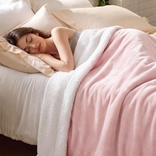 Bedsure GentleSoft Sherpa Fleece Blankets King Size for Bed, Non-Heated, Thick and Warm Throw for Women and Girls, Soft Fuzzy Plush King Blanket for Spring, Room Home Decor, Pink, 108x90 Inches - Image 5