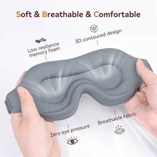 Sleep Mask, EVA BELLE Eye Mask for Men Women, Zero Pressure 3D Sleeping Mask, Cool Super Smooth Light Blocking Soft Eye Shade Cover Memory Foam, Lightweight for Home Travel Use - Image 2