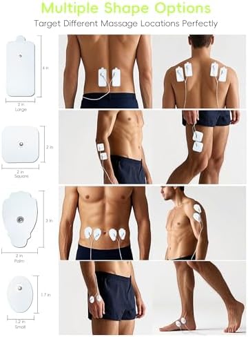 20 Pack TENS Unit Electrode Pads + 1/4 Wire Cable Combination Set. Reusable Premium Hydrogel Self-Adhesive Replacement Pads, Compatible with Belifu, AVCOO, NURSAL, TENS 7000, AUVON, Neocarbon (White) - Image 3
