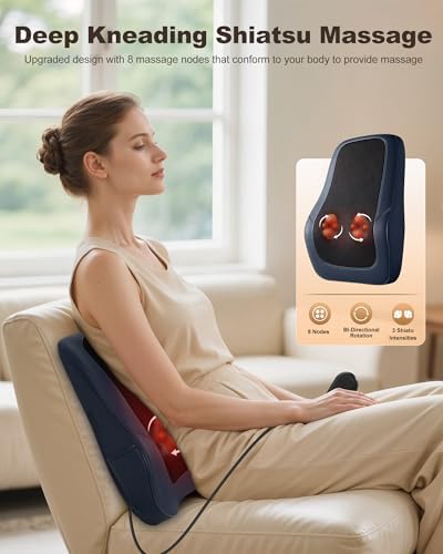 Beleduc Back Massager for Back Pain Deep Tissue, Shiatsu Back Neck Massager with Heat,Vibration Massage, Deep Kneading Massage Pillow for Neck Shoulder - Image 2