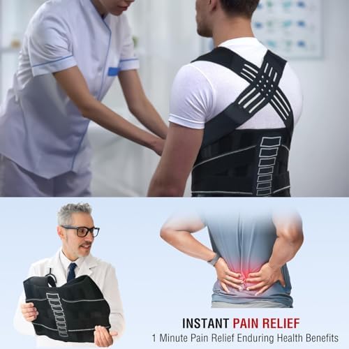 Back Brace Posture Corrector for Women and Men with Spine Vertical Alignment System, Lower Back Pain Relief, Back Straighter Instant Posture Corrector - Scoliosis (Black, XX-Large) - Image 3