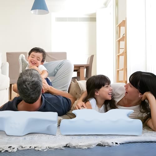 Cervical Pillow for Neck Pain Relief, Cooling Contour Memory Foam Pillows Support Odorless Ergonomic Neck Pillow Adjustable Orthopedic Bed Pillow for Side Back Stomach Sleeper with Pillowcase，Blue - Image 6