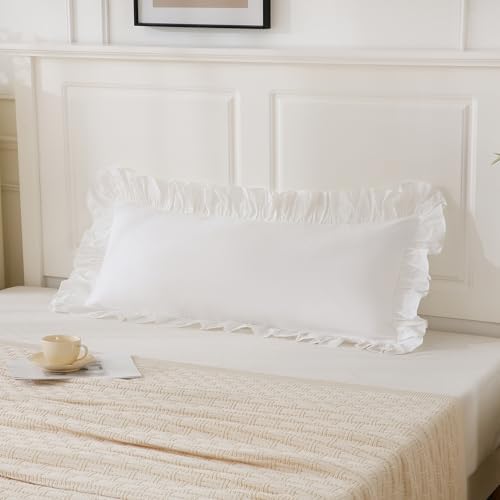 14x36 inches Off White Ruffled Lumbar Pillow Cover 1 Piece - Image 3