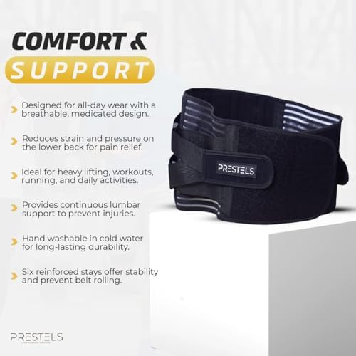Lower Back Support Belt for Men & Women, Back Brace for Lower Back Pain Relief, Breathable Lumbar Support with 6 Stays & Dual Adjustable Straps, X-Large (39”–48”) - Image 2