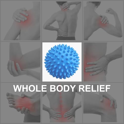 LEZER Spiky Massage Ball, Trigger Massage Point, Plantar Fasciitis, Deep Tissue Myofascial Release Tool, Foot Massager, Muscle Knot Relief, Physical Therapy, 3 in（Blue） - Image 6