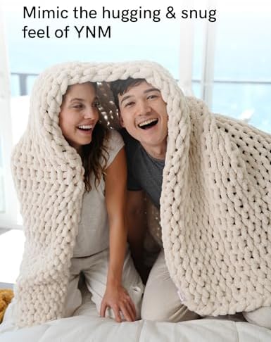 YnM Chunky Throw Blanket, Hand Knitted with Chenille Yarn, Skin Friendly, Ventilated and Breathable, Machine Washable, Home Décor Piece for Couch, Sofa and Bed (Butter Cream, 40x50 Inch) - Image 6