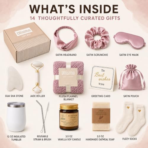 Luxury Gift Basket for Women – Spa Self Care Kit, Hug in a Box, Get Well Soon Package, Thinking of You Gift, Birthday Box, Relaxing Set, Sympathy Present for Her, Mom, Wife (Dust Rose) - Image 2