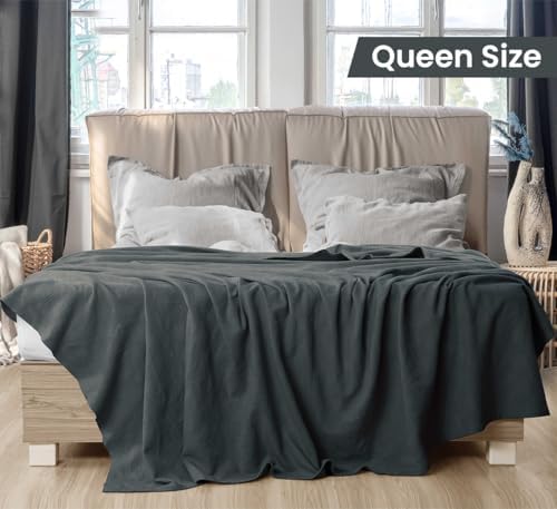 Utopia Bedding 100% Cotton Thermal Blanket Smoke Gray Queen Size Soft, Lightweight, Breathable, Cozy Spring and Summer Blankets for Bed, Home Room Decor Gifts for Women and Men (90x90 Inches) - Image 3