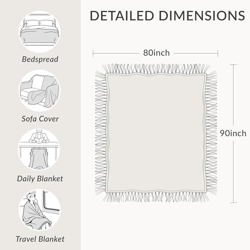 Boho Throw Blanket for Bed 80”x90”, 100% Cotton Blanket for Couch Sofa - Image 3