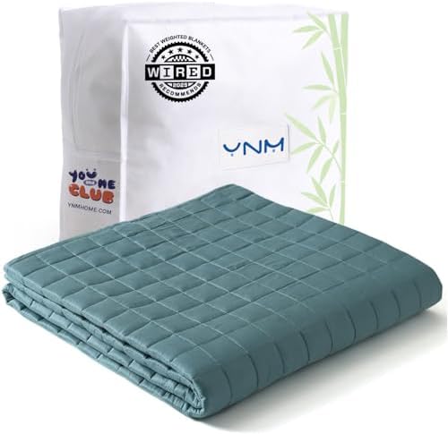 YnM Cooling Weighted Blanket for Adults, 7lbs Heavy Bed Throw for One Person of 60lbs, Perfect for Hot Sleepers or Warm Climates with Rayon/Glass Beads(41x60 Inches,Twin Bed, Sea Grass) by YNM