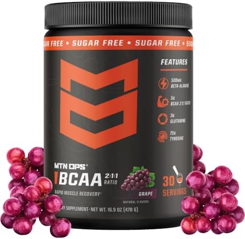 MTN OPS BCAA Powder for Muscle Recovery, Grape by MTNOPS