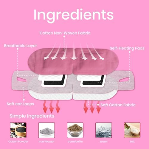 LANNA Heated Steam Eye Mask, Disposable 120 Minutes, Pink Unscented, 5 Pcs - Image 4