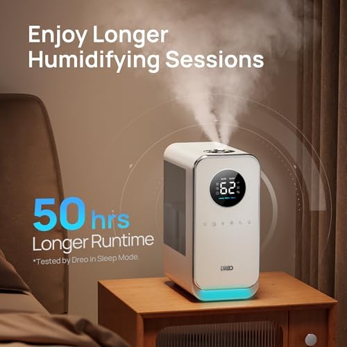 DREO Humidifiers for Bedroom, Top-filled Smart Quiet Cool Mist Humidifiers for Large Room Home, Oil Diffuser & Nightlight, 50Hours Runtime for Indoor Plants, with Alexa/Google, Grey - Image 5