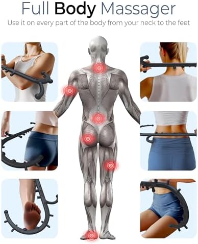 Back and Neck Massager for Pain Relief Deep Tissue, Upgraded Full Body Trigger Point Cane Massage Tools, Therapy Massage Stick Pressure Point Hook, Muscle Knot Remover Tool (Black) - Image 2