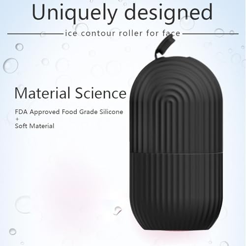 Joyeee Ice Face Roller, Reusable Silicone Mold Face Massage Eye Facial Beauty Skin Care Tools Apply Ice for Shrink Pores Anti Wrinkle Reduce Puffiness Improve Skin Elasticity, Striped, Black - Image 6
