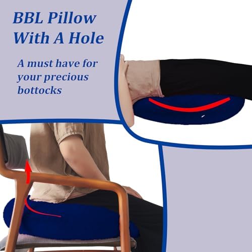 BBL Pillow After Surgery for Butt Sleeping, Brazilian Butt Lift Pillow Post Surgery Recovery for Sitting Sleeping Driving Donut Pillow for Woman Lumbar Back Cushion Seat Foam (Dark Blue) - Image 6