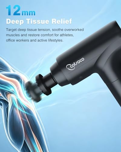 cotsoco Massage Gun, Muscle Massage Gun Deep Tissue Back Massager for Pain Relief, 20 Speeds Handheld Electric Massager Tool with Silent Brushless Motor, Suitable for Gym Office Home Travel - Image 2