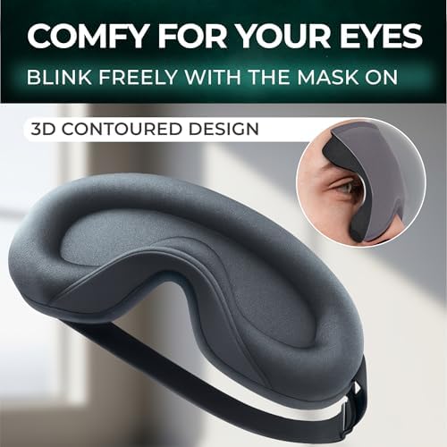 Peace&Quiet | PQ Sleep Mask for Side Sleepers - 3D Contoured Light Blocking Sleeping Mask for Women and Men, Lightweight & Soft Eye Shade Cover for Deep Rest, Premium Quality (Grey) - Image 3