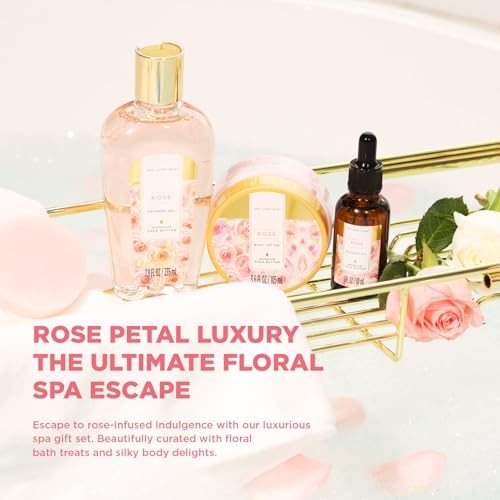 Spa Luxetique Spa Baskets for Women Gift, Womens Spa Gift Baskets, 15pcs Rose Spa Sets, Spa Kit Includes Body Oil, Bubble Bath, Bath Sets for Women, Mothers Day Gifts - Image 2