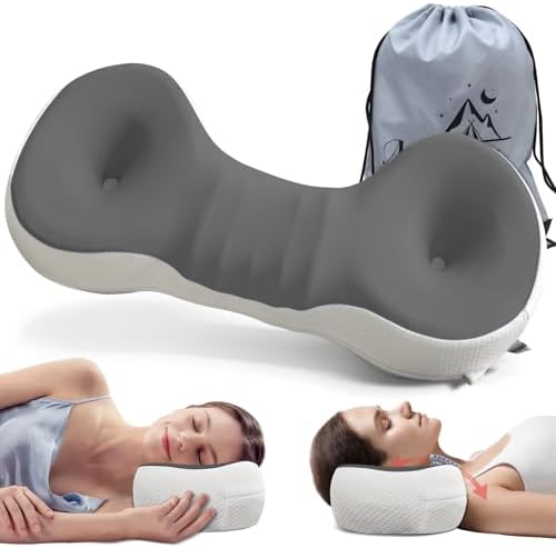 Cervical Neck Roll Pillow, Say Goodbye to Neck Pain, Travel Neck Support Pillow for Side Sleepers, Ergonomic Memory Foam Camping Pillow, Cervical Traction Device with Storage Bag by MixinisoSleepingHouse