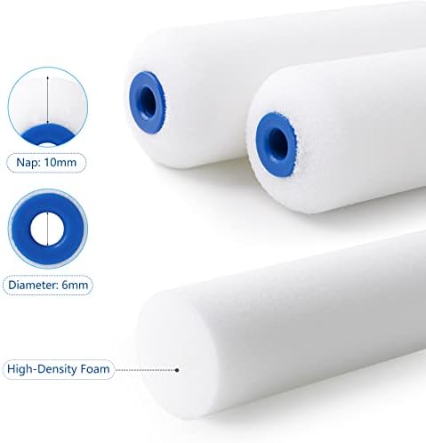 Mister Rui Foam Paint Roller, Sponge Paint Roller Sleeve, High Density Foam, for Furniture Painting and Decorating, 4 Inch Head-Rounded Design (110mm), Pack of 10 - Image 3