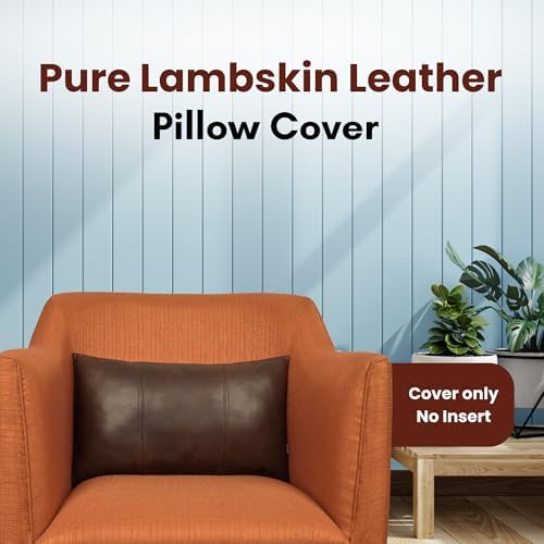 LL LEATHER LOVERS 100% Lambskin Leather Pillow Cover 18x26 Inch – Hand-Stitched Cushion Case with Hidden Zipper, Decorative Throw Cover for Sofa, Bed and Living Room - Brown Antique Panel Pack of 2 - Image 2