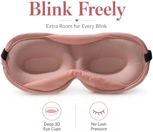 Ultra-Thin 3D Sleep Mask for Women, Contoured Eye Mask for Side Sleepers, Deep Eye Cups for Lash Extensions, Soft Breathable Lightweight Sleep Mask for Travel, Yoga & Meditation (Pink) - Image 2
