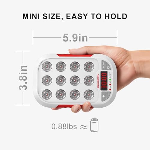 BONTANNY Portable Red Light Therapy, 630/660/810/830/850nm 5 Wavelengths Mini Handheld Red Near Infrared Light, 12 Triple Chip Clinical Grade LEDs, Rechargeable, Travel Case, Timer, for Body, BO-60 - Image 2