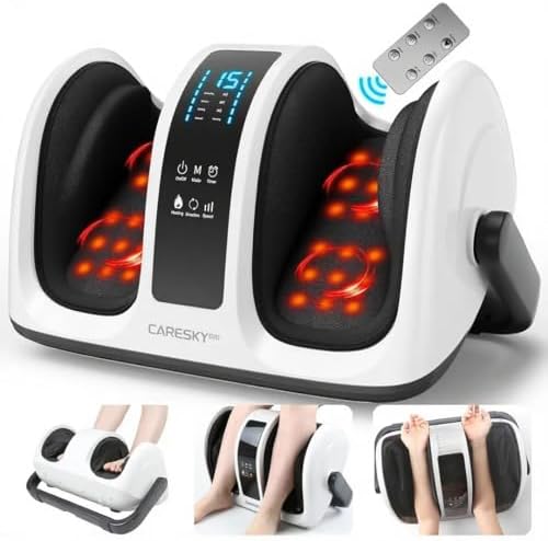 CARESKY® Shiatsu Foot Massager with Heat, Rolling Deep Kneading, Feet Massager Machine for Plantar Fasciitis, Neuropathy Pain, Size up to 14", Multiple Modes by CARESKY