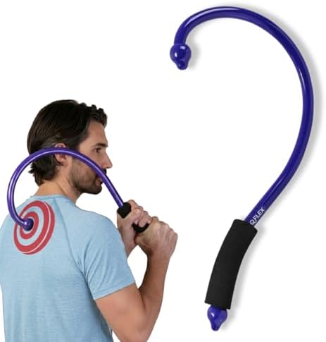 QFlex Back Massager Hook - Trigger Point Self Massage Tool for Neck, Shoulder & Muscle Knot Relief - Deep Tissue Massager Stick - As Seen on Shark Tank - Made in USA by Q-Flex