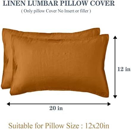 Simple&Opulence 100% Linen Lumbar Pillow Cover 12 x 20 Inches Set of 2 Rectangular Decorative Throw Cushion Cover for Couch Sofa Bed Living Room Office Soft Breathable Farmhouse - Rust - Image 4